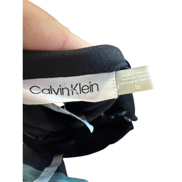 Calvin Klein Womens Size 16 Black A-Line Midi Skirt Hidden Side Zipper Polyester - Picture 4 of 5